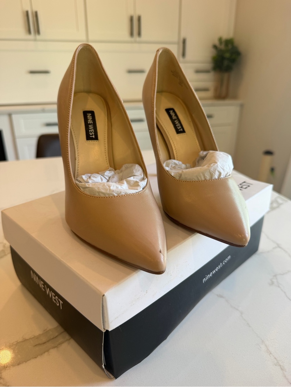 Nine West Beige Pointed-Toe High Heel Pumps